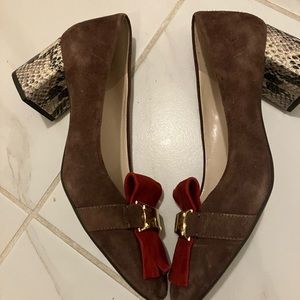 Cole Haan Embellished Faux Suede Fringe Pumps